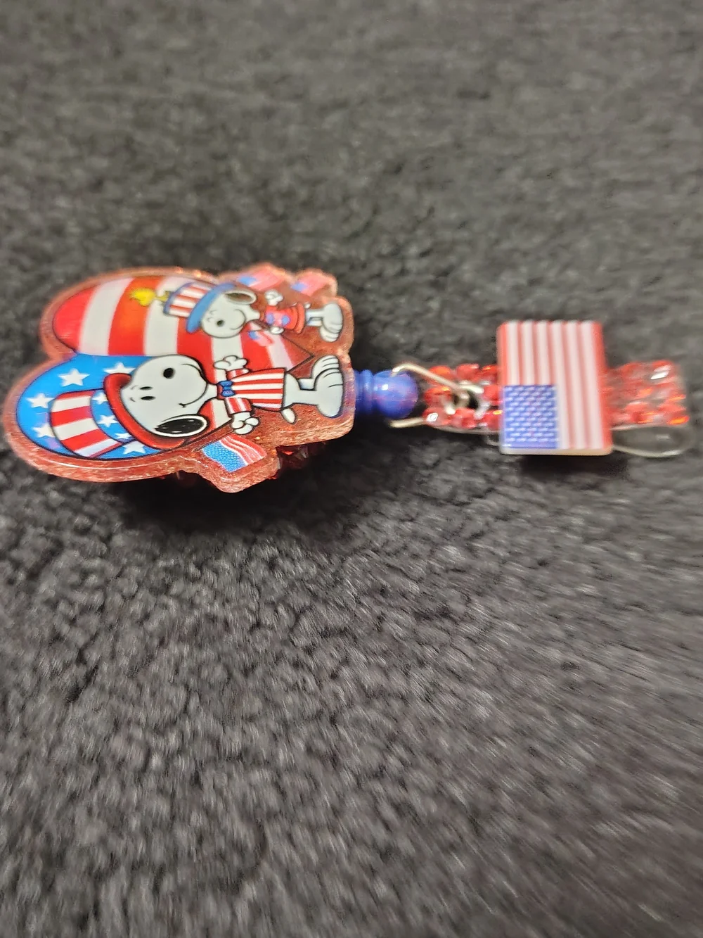 Snoopy Peanuts Patriotic Retractable Badge Reel
